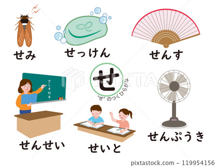 Japanese Hiragana Series: Hiragana beginning with "se" Japanese Hiragana Series: Hiragana beginning with "se" 119954156