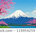 富士山和櫻花的背景圖像 119954259