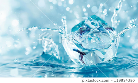 Crystal clear water splash capturing dynamic motion and energy in stunning detail 119954380