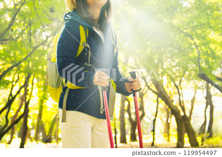Senior woman hiking Senior woman hiking 119954497