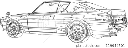 Car line drawing Kenmeri coloring book 119954501