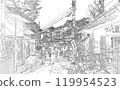 風景線描，京都二年坂著色書 119954523