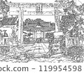 牛島神社風景線描、著色本 119954598