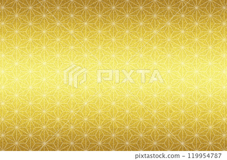 A gold folding screen-like background (antique gold) with a white hemp leaf pattern. Horizontal gradation 119954787