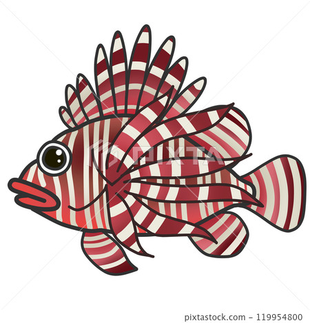 一種名為獅子魚的華麗紅白熱帶魚的插圖 119954800