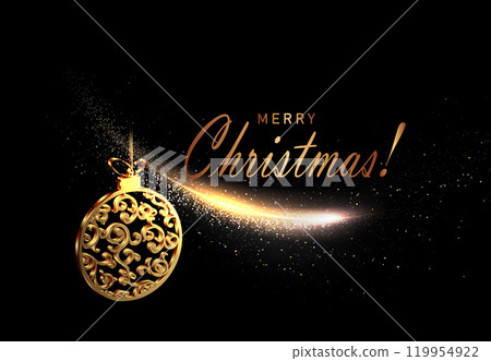 Isolated elements with gold shiny arc with retro Christmas toys. Merry Christmas 119954922