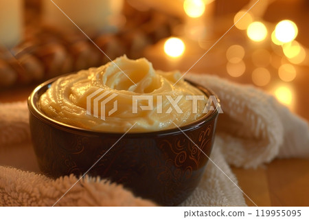 White face, body skin scrub in amber jar on a marble table interior. Creamy skincare cosmetic exfoliation product with grains texture. Professional skin care cream. Close Up. Wellness, beauty concept White face, body skin scrub in amber jar on a marble table interior. Creamy skincare cosmetic exfoliation product with grains texture. Professional skin care cream. Close Up. Wellness, beauty concept 119955095