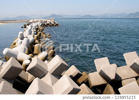 Tetrapods in the small fishing port of Imabari Minato 119955215