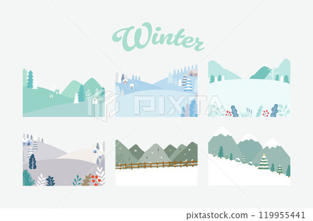 Collection of winter and xmas landscape 119955441