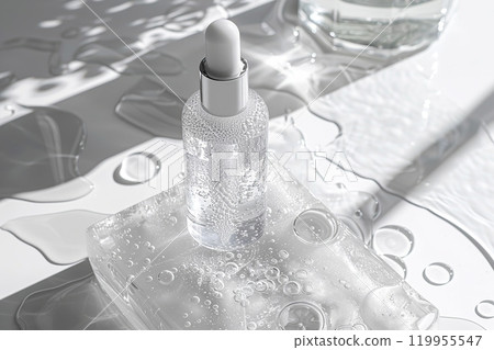 Oil dropper bottles. Cosmetic essential oil, face serum. Herbal homeopathic organic spa cosmetics. Pharmaceutical extract tincture. Various glass vial natural medicine liquid. Beauty product bio fluid 119955547