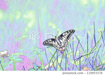 粉彩風格的“Kyalya燕尾”“昆蟲””插圖圖像 粉彩風格的“Kyalya燕尾”“昆蟲””插圖圖像 119955576