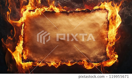 Burning paper frame Burning paper frame 119955671