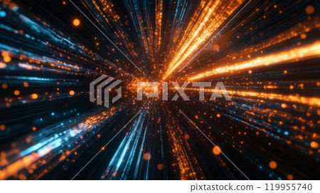 Orange and blue light radiation Orange and blue light radiation 119955740