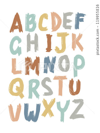 ABC alphabet poster design with colorful letters isolated on white background in modern flat style. 119955816