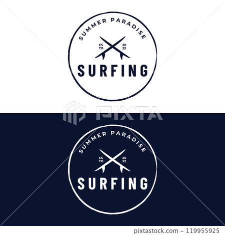 Vintage surfboard Logo template,surfing on a summer beach.For business,badge,holiday, ,label,emblem. Vintage surfboard Logo template,surfing on a summer beach.For business,badge,holiday, ,label,emblem. 119955925