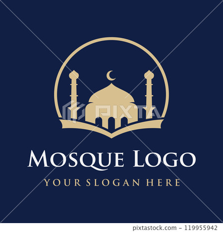 Unique,modern and creative luxury mosque Logo Template with monogram.Logo for islamic,ramadan,company. 119955942
