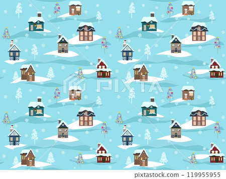 Building seamless pattern〈Christmas〉 F-2' 119955955