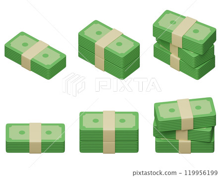 stack of paper currency 3D graphic 119956199