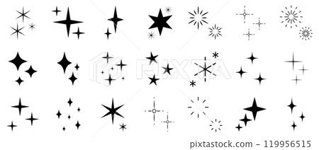 閃光圖示黑色和白色簡單集 閃光圖示黑色和白色簡單集 119956515