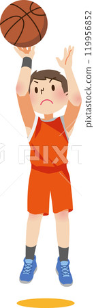 Man taking a jump shot at the basket Man taking a jump shot at the basket 119956852