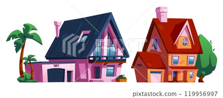 Suburban houses set isolated on white background 119956997