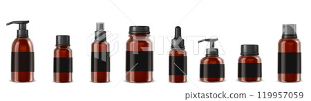 Brown amber bottle for cosmetic oil or medicine Brown amber bottle for cosmetic oil or medicine 119957059