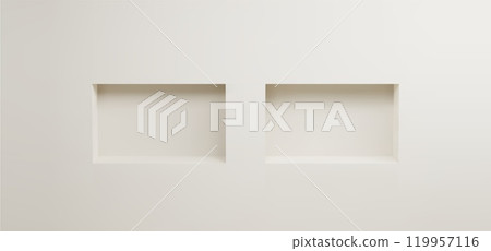 Empty rectangle niche in white wall. 119957116