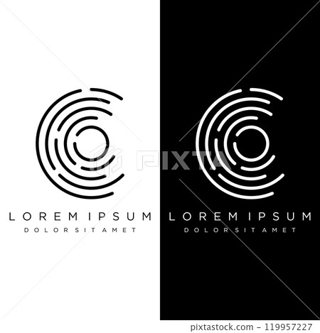 Modern human fingerprint vector logotype. Fingerprint for identity, business card, technology, digital. 119957227