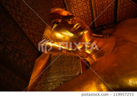 Thailand Buddha statue Reclining Buddha at the Temple of the Reclining Buddha (Wat Pho) Thailand Buddha statue Reclining Buddha at the Temple of the Reclining Buddha (Wat Pho) 119957253