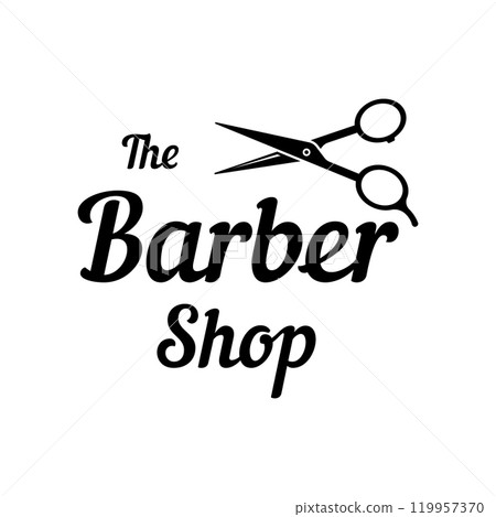 Barbershop Logo template in vintage style with the concept of scissors, razor and other tools.Logo for business, salon, label and barbershop. 119957370