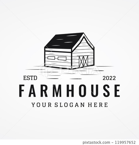 Home or barn logo template design or organic farm barn and vintage animal farm house.Vintage country logo. Home or barn logo template design or organic farm barn and vintage animal farm house.Vintage country logo. 119957652