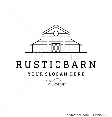 Home or barn logo template design or organic farm barn and vintage animal farm house.Vintage country logo. Home or barn logo template design or organic farm barn and vintage animal farm house.Vintage country logo. 119957653