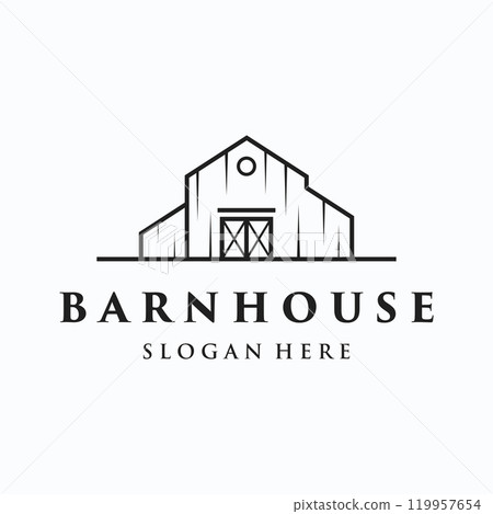 Home or barn logo template design or organic farm barn and vintage animal farm house.Vintage country logo. Home or barn logo template design or organic farm barn and vintage animal farm house.Vintage country logo. 119957654