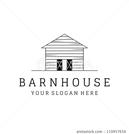 Home or barn logo template design or organic farm barn and vintage animal farm house.Vintage country logo. Home or barn logo template design or organic farm barn and vintage animal farm house.Vintage country logo. 119957658
