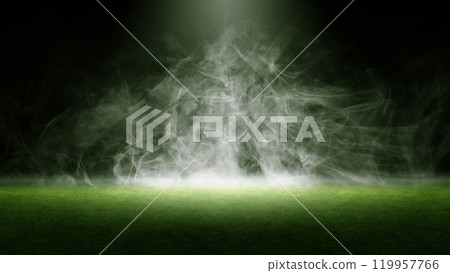 Surface of green grass. Abstract texture with mist or fog 119957766