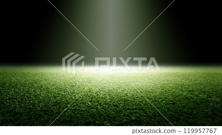 Surface of green grass. Abstract texture with mist or fog 119957767
