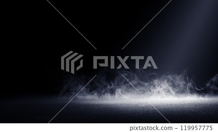 Surface of black concrete floor. Abstract texture with mist or fog 119957775