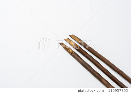Set of calligraphy reeds isolated over white background 119957803