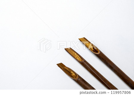 Set of calligraphy reeds isolated over white background 119957806