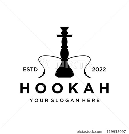 Isolated vintage hookah, shisha or waterpipe Logo design for club, bar, cafe and shop. 119958097