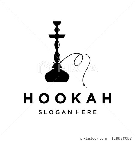 Isolated vintage hookah, shisha or waterpipe Logo design for club, bar, cafe and shop. 119958098