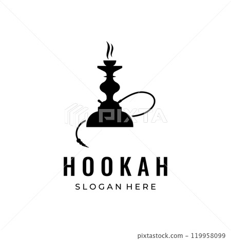 Isolated vintage hookah, shisha or waterpipe Logo design for club, bar, cafe and shop. 119958099