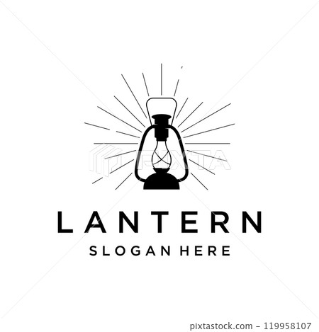 Lantern lamp logo template, street lamp,vintage fire lantern.Logo for business, restaurant. Lantern lamp logo template, street lamp,vintage fire lantern.Logo for business, restaurant. 119958107