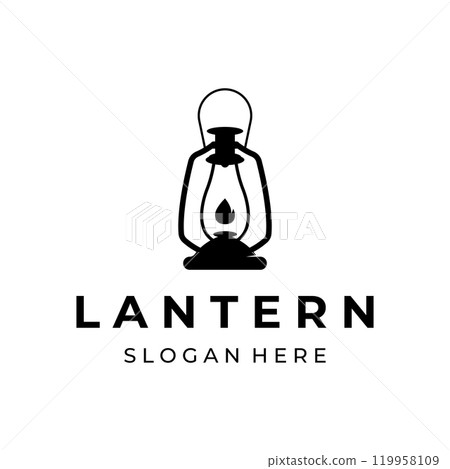 Lantern lamp logo template, street lamp,vintage fire lantern.Logo for business, restaurant. 119958109