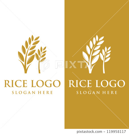 rice organic farm natural plant Logo template for business , company , agriculture,product. 119958117