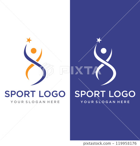 Sprinter sport logo design for athletics, running competition, sport club, championship and fitness. 119958176