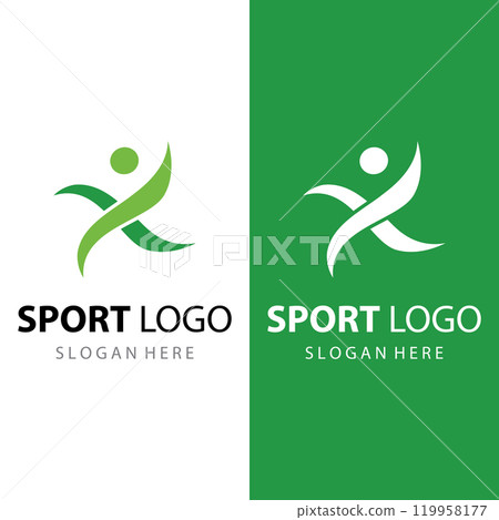 Sprinter sport logo design for athletics, running competition, sport club, championship and fitness. Sprinter sport logo design for athletics, running competition, sport club, championship and fitness. 119958177
