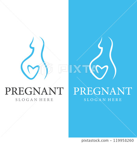 Abstract Logo design of mother or pregnant woman or baby. Logos for clinics, pharmacies and hospitals. 119958260
