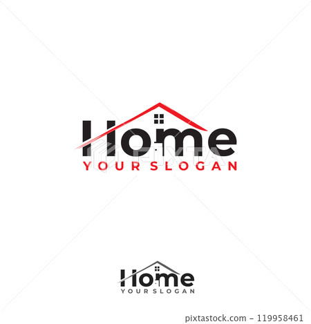 Simple letter Home logo design concept with brush shaped roof 119958461