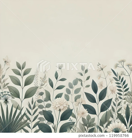 Botanical background illustration of flowers painted in watercolor 119958766